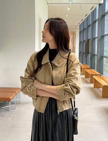 Bilotte Suede Blouson Zip-Up Jumper